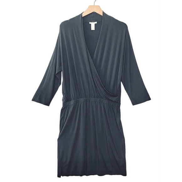 White + Warren Jersey Faux Wrap Dress Womens XL Green Surplice Pullover - Picture 1 of 9